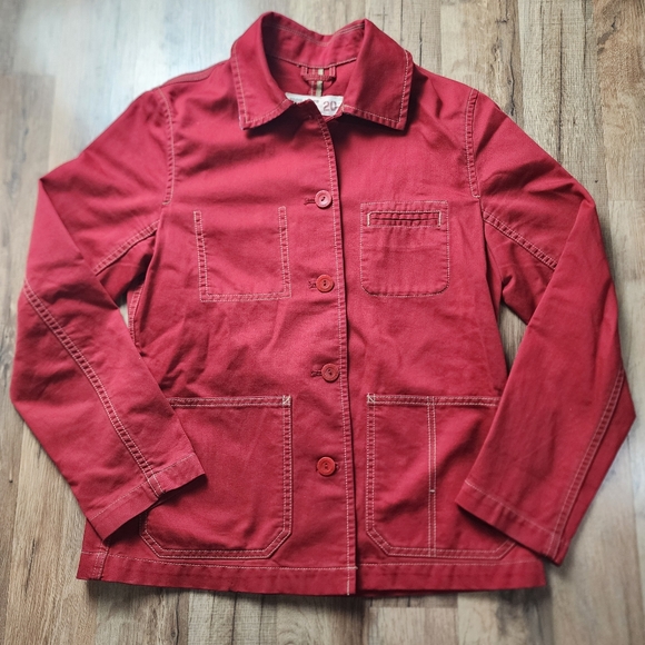 Women's Eddie Bauer Red Button Front Utility Shirt Jacket Size Small - Picture 2 of 15